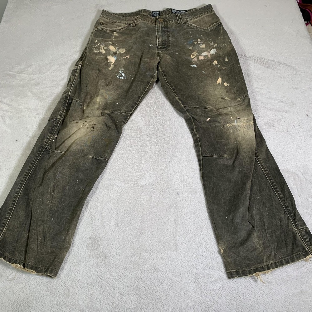 Kuhl Rydr Jeans Mens 36x30 Brown Painter Paints Relaxed Straight Denim Pants